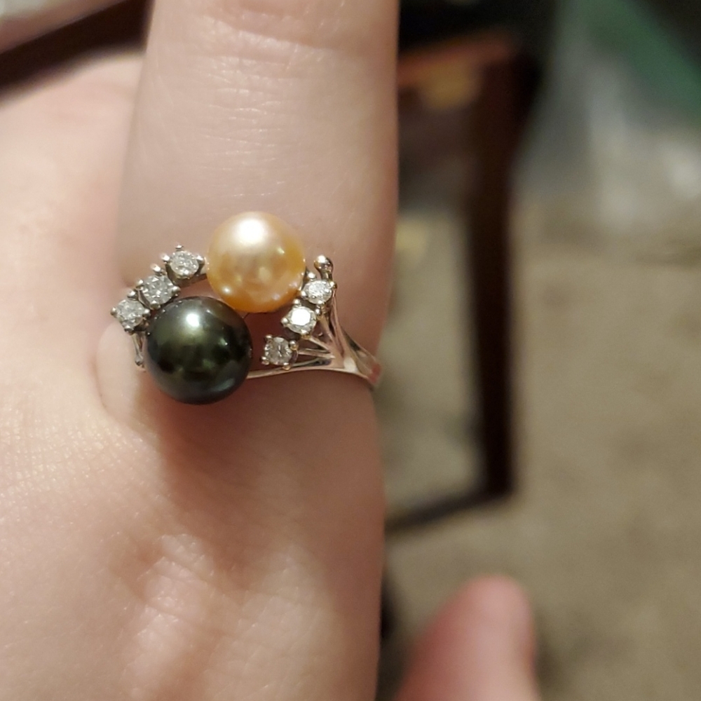 14k white gold pearl ring